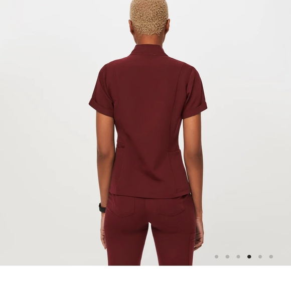 XXS Figs Inala Slim Scrub Top, burgundy - Picture 6 of 11